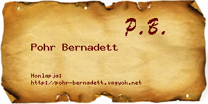 Pohr Bernadett névjegykártya